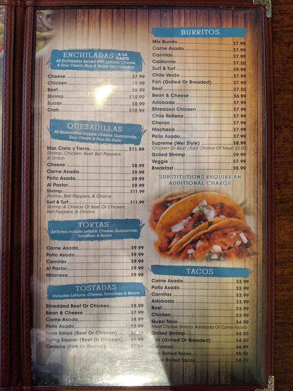 Restaurant menu with breakfast and lunch sections